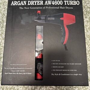 Argan Dryer AW4600 Turbo Hair Dryer - Red and Black